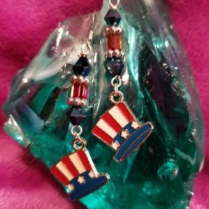 Fourth of July Hat Earrings